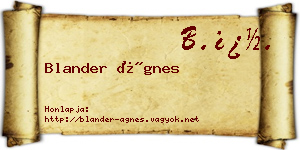 Blander Ágnes névjegykártya