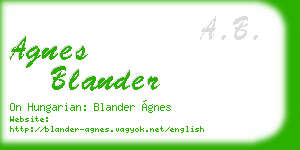 agnes blander business card