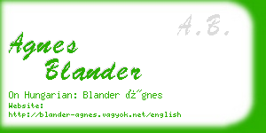 agnes blander business card